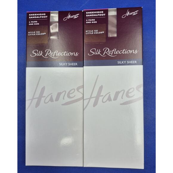 HANES Silk Reflections Silky Sheer Sandalfoot Knee High Stockings 4 Pairs NEW YK - Picture 1 of 5